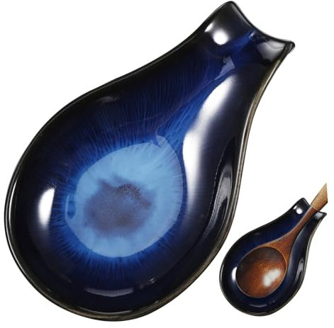 SOIMISS Poggiamestolo in Ceramica Per Portacucchiai Per Piano Di Lavoro Poggiacucchiai Per Accessori Da Portaspatola Utilizzo Versatile Come Piatto Per Salse o