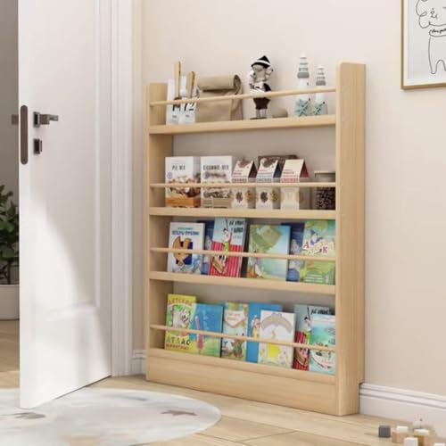 Wall Shelf with Hooks Space Saving Design Narrow Storage for Behind Door 90 x 10 x 119 cm Wooden Étagère for Home Office or Kitchen Use