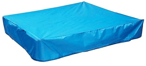 Quadratische Abdeckung mit Kordelzug, Oxford-Tuch, Sandkasten-Überdachung, wasserdicht, Sandkasten, Pool, Anti-UV-Schutz, Abdeckung für Spielzeug, Schwimmbad und Möbel (Blau, Größe 1: 120 x 120 cm)