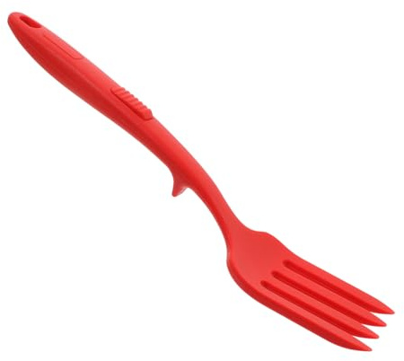 UKCOCO Fourchette Cuisine en Silicone Résistante la Chaleur Design Ergonomique, pour Mélanger, Cuire et Servir Pâtes ou Salades, Ustensile Polyvalent Rouge