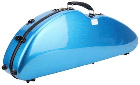 SPYMINNPOO 4/4 Violin Case with Hygrometer & Lock, Storage Box for Full/3/4/1/2/1/8 Violins with Shoulder Straps(Blue)