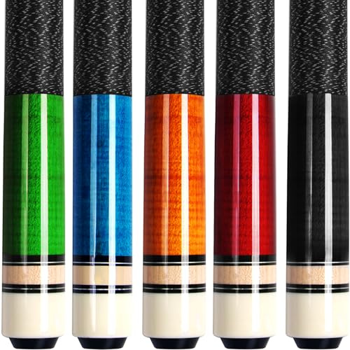AKLOT Pool Queue, Billard Queues 58 Queue Sticks Pool Cue Erwachsene Kanadischer Ahornholz Queue Stick 5 Pool Cues für Professionelle Billardspieler 18 19 20 21 oz