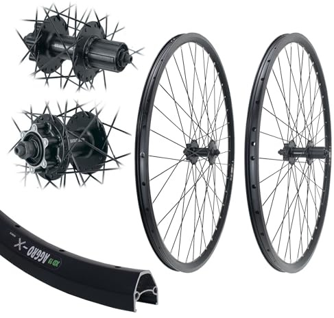 AGGRO-X 28 Zoll Laufradsatz Disk 6-Loch Alu schwarz | Vorderrad Hinterrad, 19-622, TX506, 8-10 fach Kassette