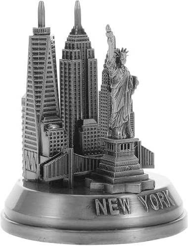 BESPORTBLE Vintage Skyline von New York Statue aus Metall 7 X 7 X 8,7cm Wohnaccessoire und Schreibtischdeko für Wohnzimmer und Weinschrank
