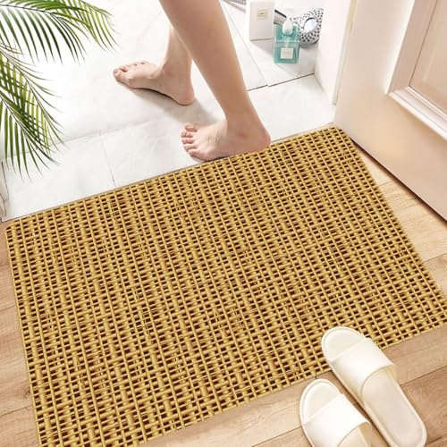HKPOEQ Tappeto Bagno Antiscivolo 60x90cm,Ramo di giunco ​​in rattan, canna, beige, paglia, vimini, bambù, moti,Tappetino Bagno Morbido e Assorbente,Lavabile in Lavatrice,Tappeto Doccia per Vasca o WC