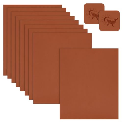 OLYCRAFT 9 Blatt Lasergravierbares PU Leder (32x26cm) Mit Hitzebeständiger Kleberückseite Zum Aufbügeln Für Lasergravur Und UV Druck