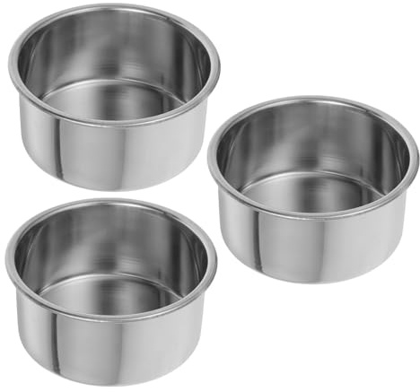 DIYEAH Molde para Hornear Mini Pasteles Redondo de Acero Inoxidable, 10 Cm sin Asas, Paquete de 3 Unidades, Fuente para Tartas Pequeñas, Utensilios Repostería para Horno Doméstico
