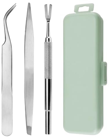 NiceNaiils Kit med 3 professionella fästklämmor i rostfritt stål, fästingdäck för hundar, katter och hästar, parasitextraktionsverktyg med förvaringslåda, hygienisk