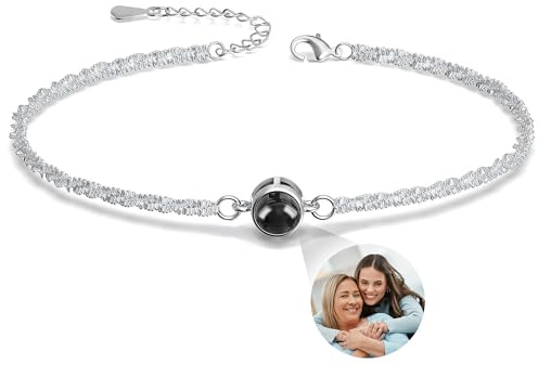 Easycosy Bracciale con Foto Personalizzata, Regalo Personalizzato per Donna | Braccialetto con Foto Proiettata Dentro, Bracciale Donna Personalizzato per Compleanno, foto personalizzata idea regalo