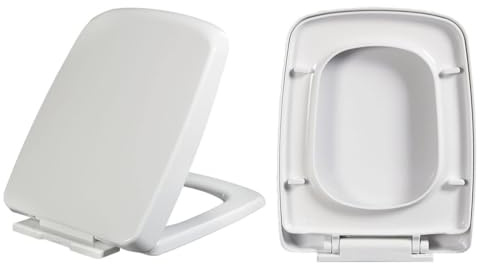 Sedile WC quadrato, design in plastica con chiusura ammortizzata con sgancio rapido per una facile installazione e pulizia