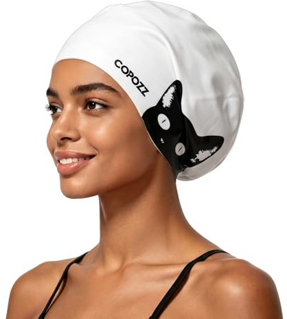 Swimming Cap Women, Adult Long Hair Swimming Cap, Large Silicone Swim Cap for Hair and Ear Protection, Which Keeps Hair Dry