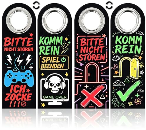 Bitte Nicht Stören Schild gaming deko 2 Stück Türanhänger aus Filz mit Metallverstärkung Coole Sachen für Jungs Zocker Geschenk Gamer Zimmer Deko Geburtstagsgeschenke für Jugendliche