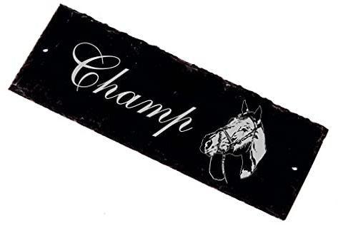Quarter Horse Namensschild Pferd Schild mit Wunschname Schiefer Stalltafel 22 x 8 cm