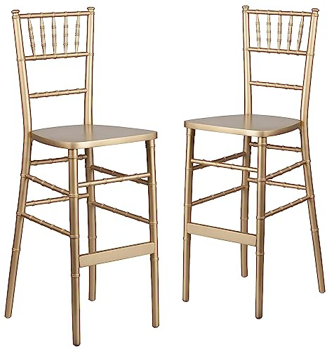 Flash Furniture 2 Pack HERCULES Series Gold Wood Chiavari Barstool