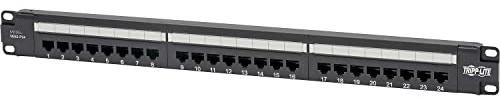 Eaton Tripp Lite Panneau de brassage PoE Plus Cat6 24 ports, Ethernet RJ45, Montage en Rack 1U, Normes de Câblage EIA/TIA 568A/B pour les Terminaisons 110 et Krone, Garantie à Vie, Noir (N252-P24)