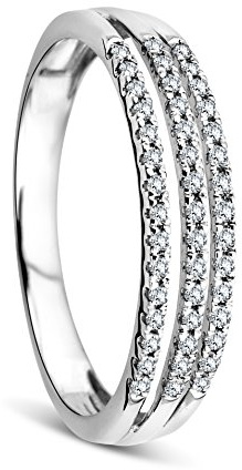 OROVI Ring Damen Weißgold 9 Karat / 375 Gold Diamant Brillianten 0,17 ct