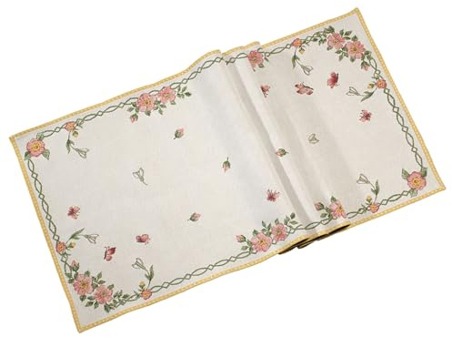 Villeroy & Boch – Spring Fantasy Tischläufer XL New Flowers Bunt, Maschinenwaschbar, Gobelin Läufer Frühling Blumen groß, Unterleger Tisch, Baumwolle, Polyester