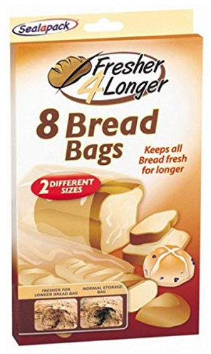 Unknown 2X 8 Piece Bread Bags, Clear, Disposable, Rectangular, Plastic, Sealed edge with zipper closure, Multiple Sizes, Zipper, Different Sizes, 16 count