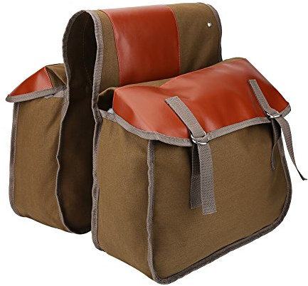 Fahrradgepäckträger Tasche, Retro Design Fahrradtasche Hinten Doppelt Fahrradhecktasche mit großer Kapazität Gepäckträgertasche fur Reisen, Camping und im Freien Radfahren