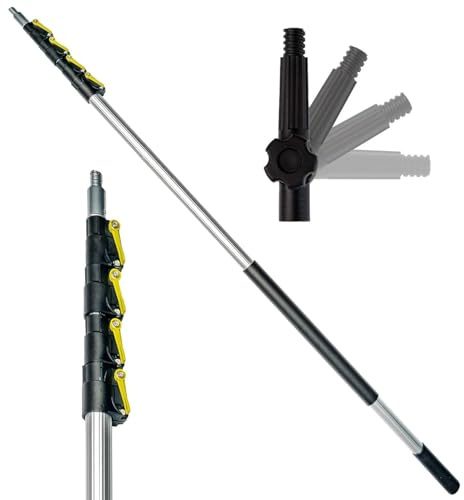 DOCAZOO Telescopic Pole for Cleaning - Window Cleaning Kit, Ceiling Cleaning, Feather Duster, Snow Removal, Window Squeegee, High Reach Indoor & Outdoor Kit - (30 Ft Extension Pole)