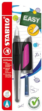 Ergonomisk skolpenna - STABILO EASYbuddy M Nib Svart/Magenta