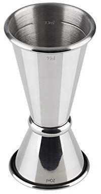 Buddy´s Bar - Barmaß, 2 cl / 4 cl Doppelmaß, Innenmaße 1 cl / 3 cl, hochwertiges Barmaß, lebensmittelecht, spülmaschinenfest, Jigger zum Abmessen von Zutaten für Cocktails, Edelstahl poliert