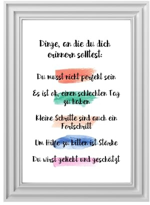 Din A4 Kunstdruck ohne Rahmen - Sprüche - Spruch Mantra Inspiration - Du wirst geliebt - Motivation Druck Poster Deko Bild