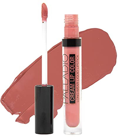 Palladio Long-Wear Cream Lip Color Liquid Lipstick, transfer proof high intensity color pigment, smooth lightweight formula, cream color matte finish, all day wear (Nude)