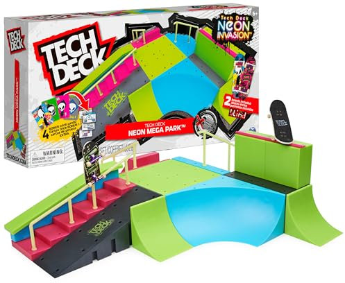 Tech Deck, Neon Mega Park X-Connect Creator, anpassbares Rampenset mit Zwei Fingerboards, leuchtet im Dunkeln, Kinderspielzeug für Jungen und Mädchen