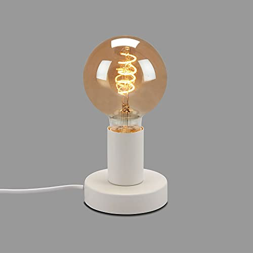 BRILONER - Nachttischlampe Retro mit Kabelschalter, E27 Fassung, max. 10 Watt, Tischlampe vintage, Lampe, Schreibtischlampe, Tischleuchte, Bürolampe, Leselampe Bett, Leselicht, 10x9 cm, Weiß