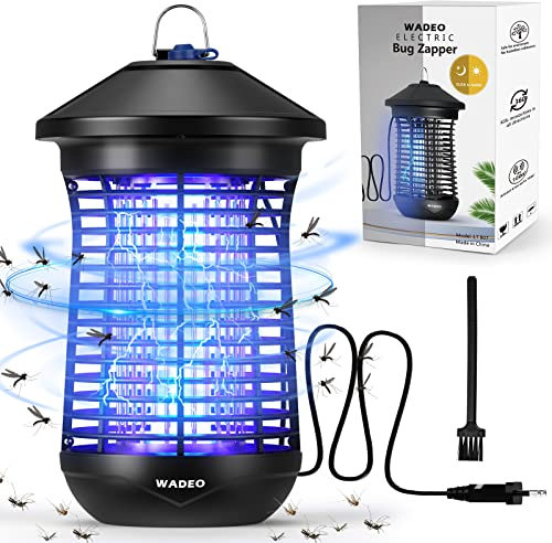WADEO Mata Insectos Eléctrico con Sensor de Luz, Trampa para Insectos, Lámpara para Matar Mosquitos Impermeable, Mata Moscas Interior Y Exterior, Trampa Antimosquitos para Oficina Hogar y Jardines