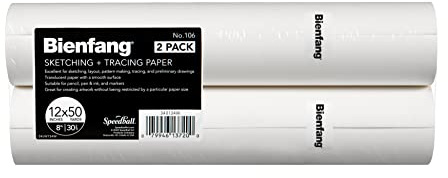 Bienfang Rotolo di carta per schizzi e traccia, bianco, 30,5 x 50 m (confezione da 2) – per disegno, traccia, schizzo, cartamodello