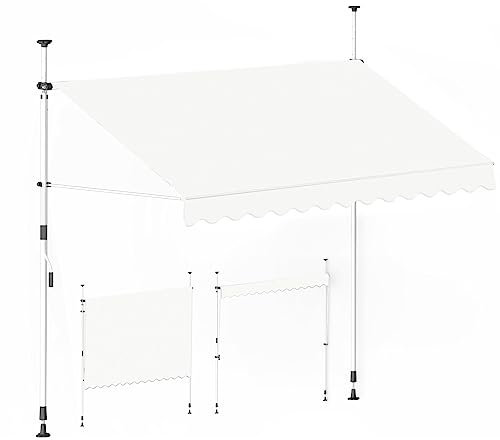 Novonova Tenda da Sole Manuale Resistente ai Raggi UV, Regolabile in Altezza/Inclinazione, Con Manovella, Retrattile Senza Perforazione, 142*120*305cm, SY-ZYP1506