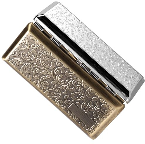 Elegante und Modische Metall Zigarette/Kreditkartenetui in Mandarin Ente Farbe, Geeignet für 10 100mm Lange Zigaretten, Geeignet für Männer und Frauen (10pcs Bronze+Silber)