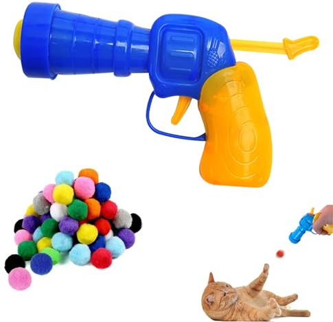 SEGXN Cat Ball Launcher Toy with 30 Plush Balls, Interactive Cat Toy for Exercise, Chasing & Play