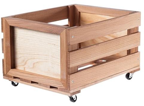 KADAX Boîte de rangement pour disques vinyles en bois - Boîte de rangement pour collection de disques vinyles avec roues - Support robuste - Boîte à disques (boîte sans tableau)