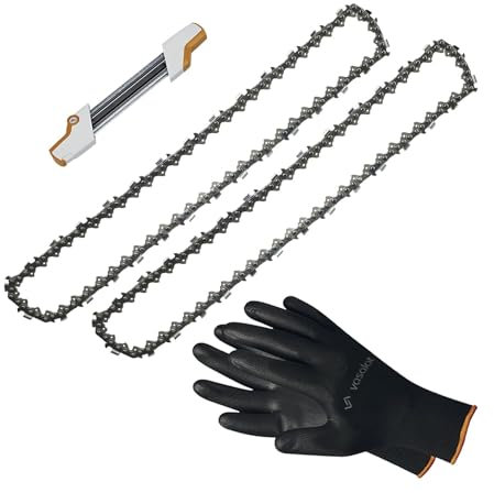Kettensäge Zubehör - 2x Sägekette 40cm Picco Micro 3 Ersatzkette + 2in1 Feilenhalter mit Feile 4 mm