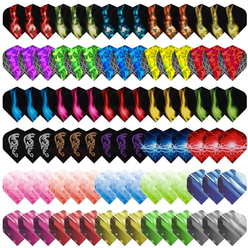Deetenks 90PCS Dart Flights 30 Sets Durable Standard PET and Reflect Dart Flights Replacement Feather Tail Wing for Soft Tip Steel Tip Darts