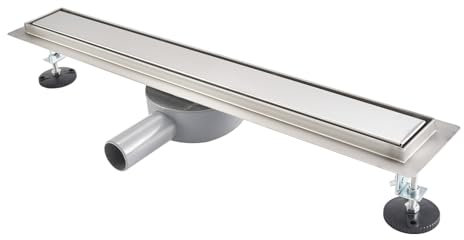 T&K Duschrinne 80cm Komplettset,2 in 1 Edelstahl Ablaufrinne Dusche befliesbar,360°Siphon mit Geruchsstop, Haarsieb