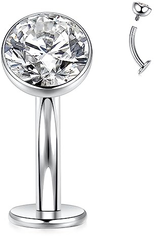 hengkaixuan G23 titan magsmycke skivbotten belly knapp ring platt rygg navel piercing smycken 14 g belly piercing böjd barbell 10 mm internt gängad navel ring för kvinnor, 14G-8mm(5/16), Titan