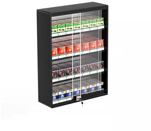 Cigarette Showcases Rack, Wall Mounted Cigarette Case Shelf, Cigarette Display Holder, Sliding Door With Lock Cigarette Display Cabinet, Automatic Cigarette Pusher