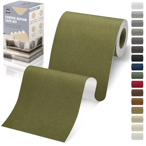 Flicken Selbstklebend Stoff, 10 x 200 cm Leinwand Selbstklebender Stoff, Grün, Wasserdichtes Leinwand Flicken Selbstklebend für Sofa Zelt Möbel Autositz Liege