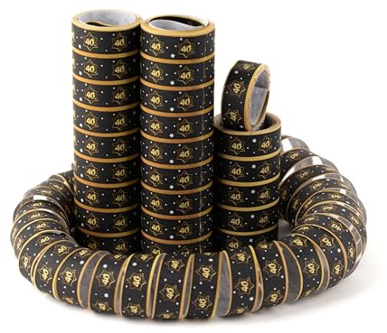 Tiwoca Deko zum 40. Geburtstag – schwarz-goldene Luftschlangen in edler Optik Zahl 40 – Stilvolle Geburtstagsdeko und elegante Geschenkideen für Junge und Mädchen