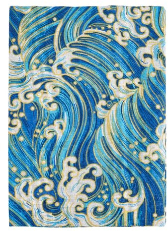 SUPERFINDINGS Buchschutzhüllen A5 Buchumschlaghülle Buchhülle Für Taschenbuch Waschbarer Buchschutz Mit Japanischem Wellenhimmel In Blau Buchhülle Aus Stoff Für Notizbuch 14.9x21.8cm