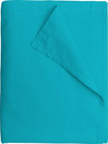 Sábana Plana, 240 x 300 cm, Color Azul Turquesa – 100% algodón, 57 Hilos