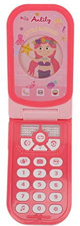 Telefon Kinder Lernspielzeug Spielen Handy mit Licht und Musik Flip Cover Rotierende Englisch Lernsimulation Pädagogische Musik Handyspielzeug Zur Erleuchtung (Rosa)