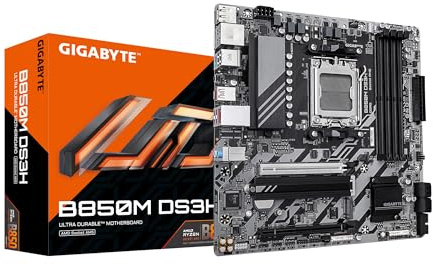 GIGABYTE Scheda madre B850M DS3H AMD AM5 LGA 1718, mATX, DDR5, 2X M.2, PCIe 5.0, USB-C, 2.5GbE LAN, EZ-Latch, garanzia di 5 anni