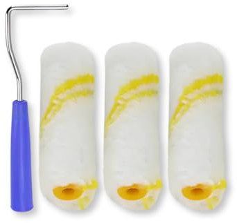 PARENCE.- Set mit 3 kleinen Farbrollen mit Griff – 10 cm Rollen, 20 cm Griff – Ideal für Präzisionsarbeiten und Ausbesserungen