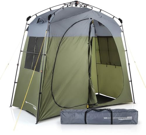 Lumaland Where Tomorrow Pop up Duschzelt für 2 Personen | Campingtoilette und Umkleidekabine für Outdoor & Festival | leicht & wasserdicht | Mobile Dusche mit Trennwand | Wurfzelt Biwak