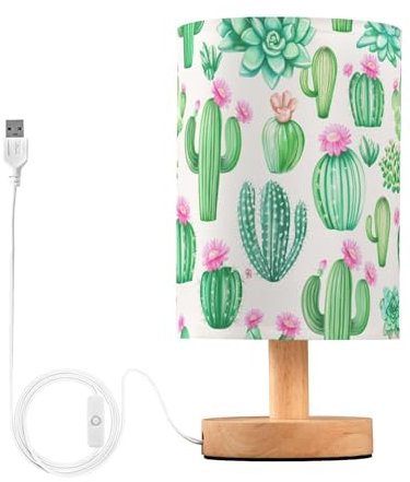 Sevdomey Lampada da comodino a forma di cactus e piante grasse, con porta USB, nessuna lampadina necessaria, luce LED calda per camera da letto, soggiorno, ufficio, lampada da comodino per lettura